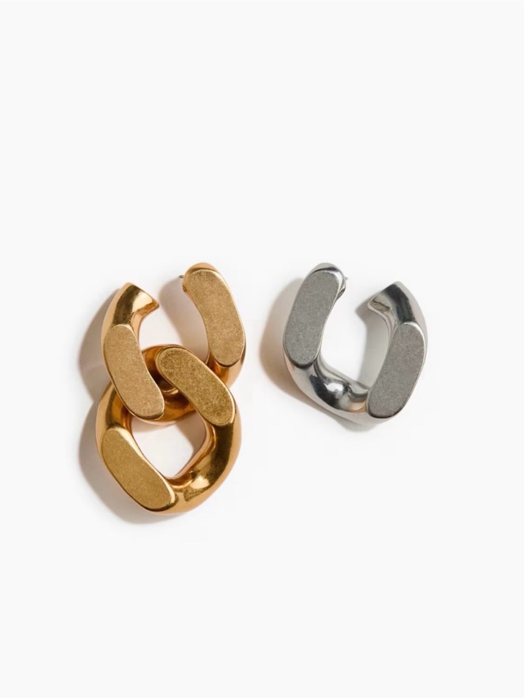 Stella Mccartney X H&M Two-Tone Metal Chunky Hoop Earrings - Gold & Silver